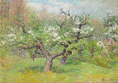 John Joseph Enneking - Apple Blossoms in Sprin