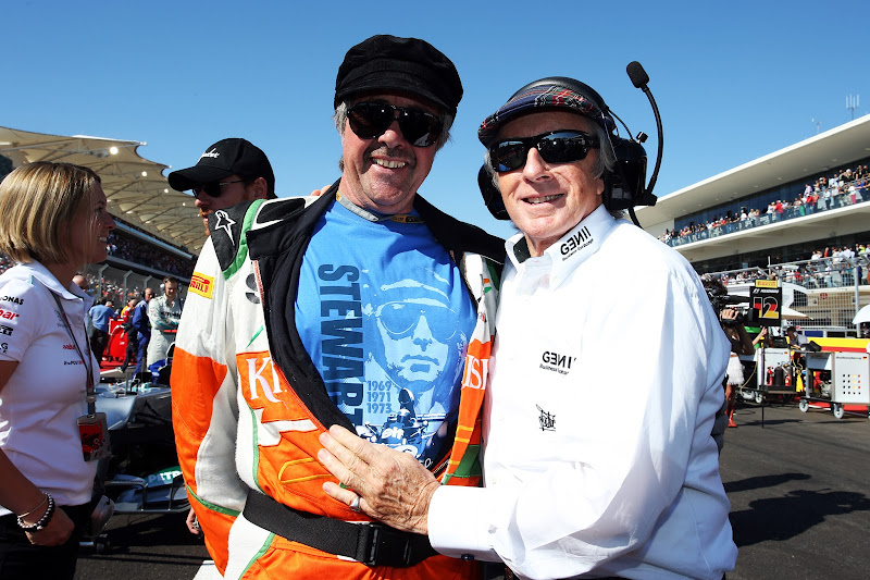 Нил Дики и Джеки Стюарт на стартовой решетке Гран-при США 2012