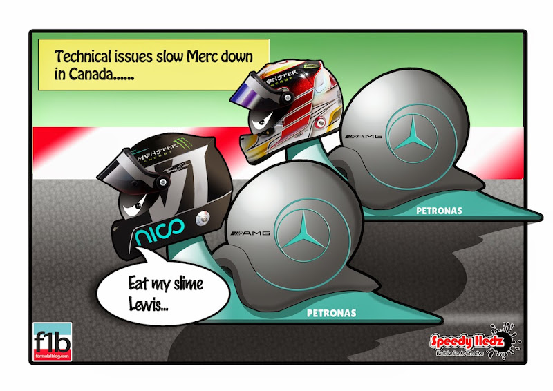Технические проблемы замедляют Mercedes - комикс SpeedyHedz по Гран-при Канады 2014
