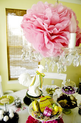 Easter Tablescape in pink and yellow