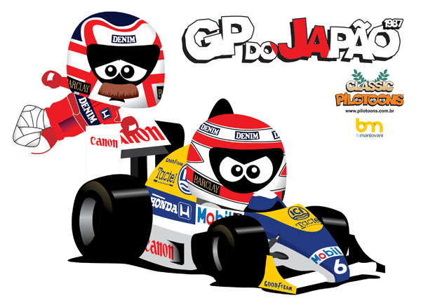 pilotoons Найджел Мэнселл и Нельсон Пике на Гран-при Японии 1987