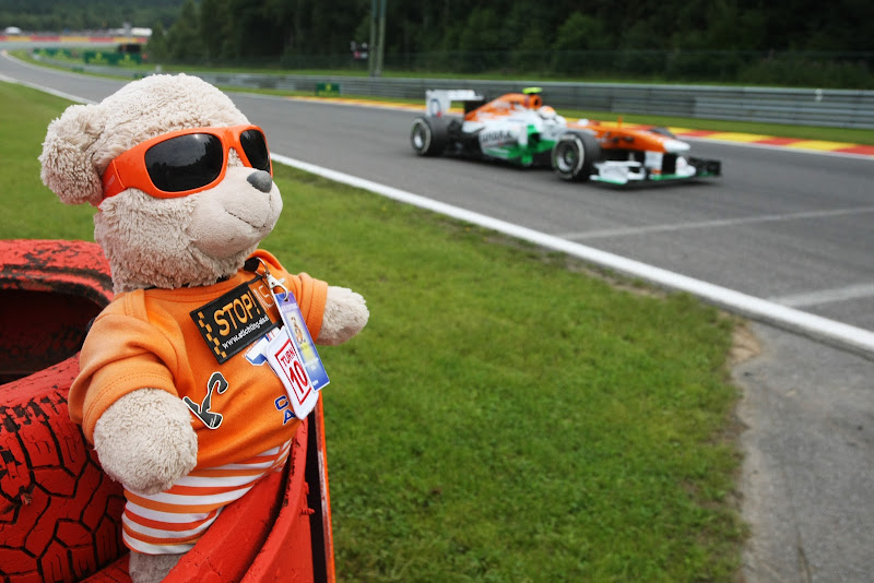 плюшевый медвежонок Force India на Гран-при Бельгии 2013