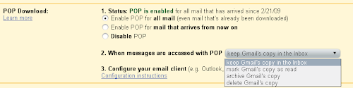 Gmail POP settings