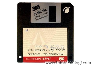 Disket Floptical, mampu menyimpan 21 MB data