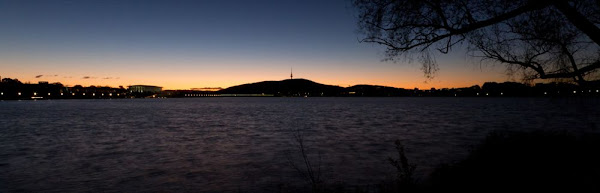 sunset over lake burley griffin