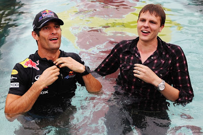 Джек Хамфри и Марка Уэббер в бассейне Монте-Карло на Гран-при Монако 2011