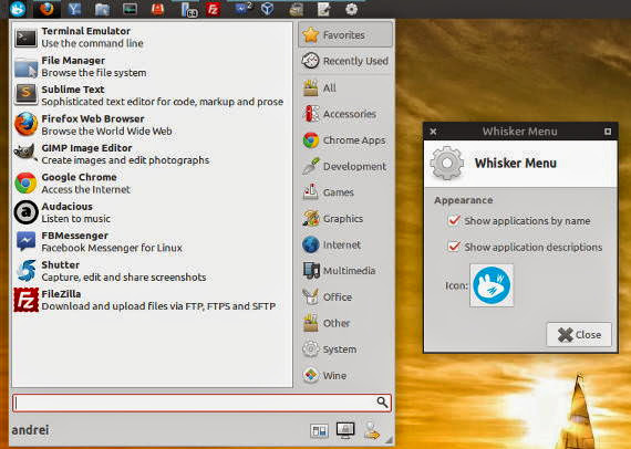 Whisker Menu o cómo tener un menú personalizado en Xfce