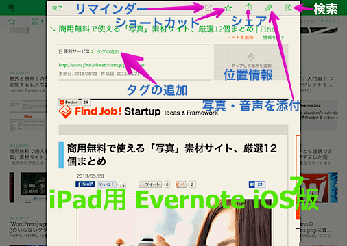 iPad iOS7版 Evernote