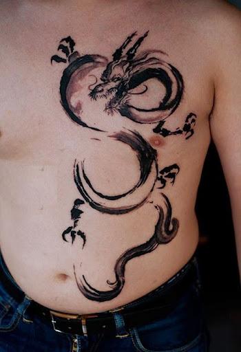 dragon tattoos on chest for men