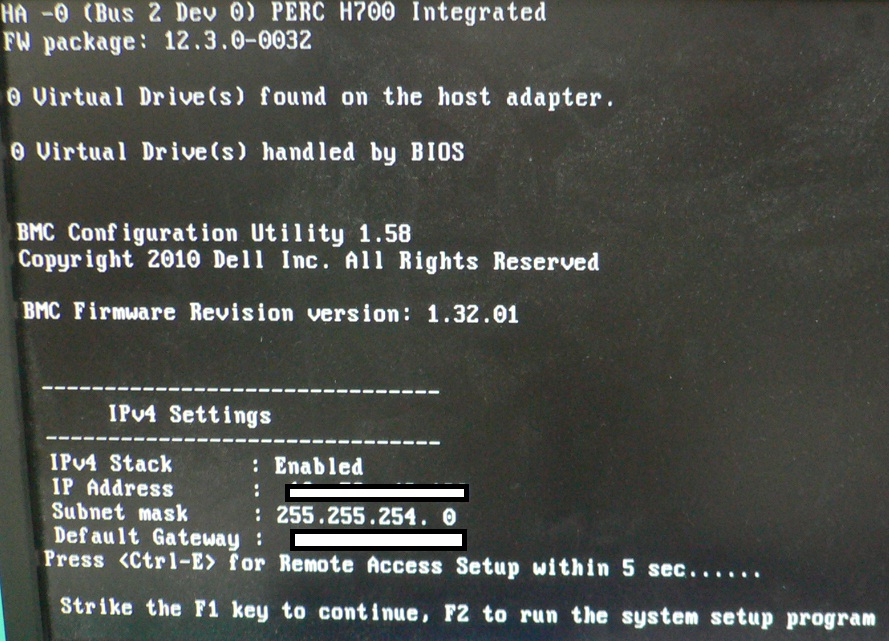 詠鉌のIT: Dell Server: Strike the F1 key to continue, F2 to run the system  setup program