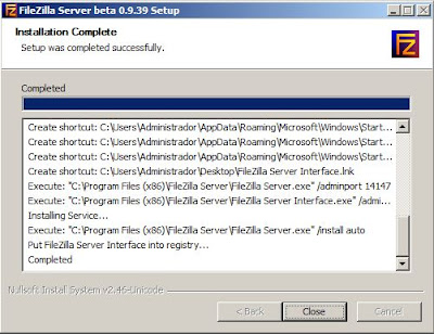 Descarga e instalación de FileZilla Server en Microsoft Windows Server 2008