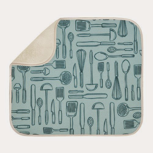  InterDesign iDry Microfiber Dish Drying Mat, 18-Inch by 16-Inch, Aqua Blue/Ivory