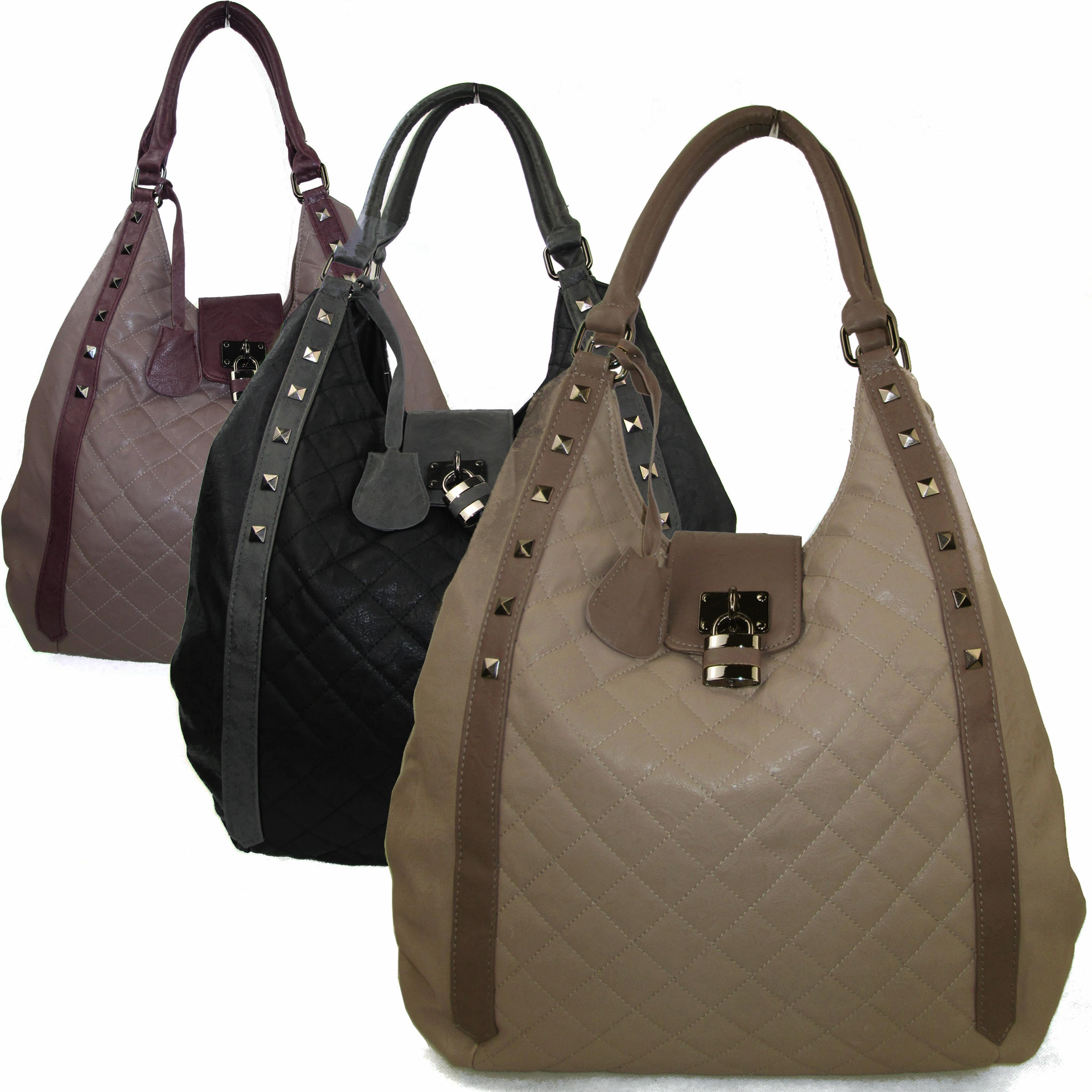 Details about Large Ladies Shoulder Bag Faux Leather Quilted Designer ...