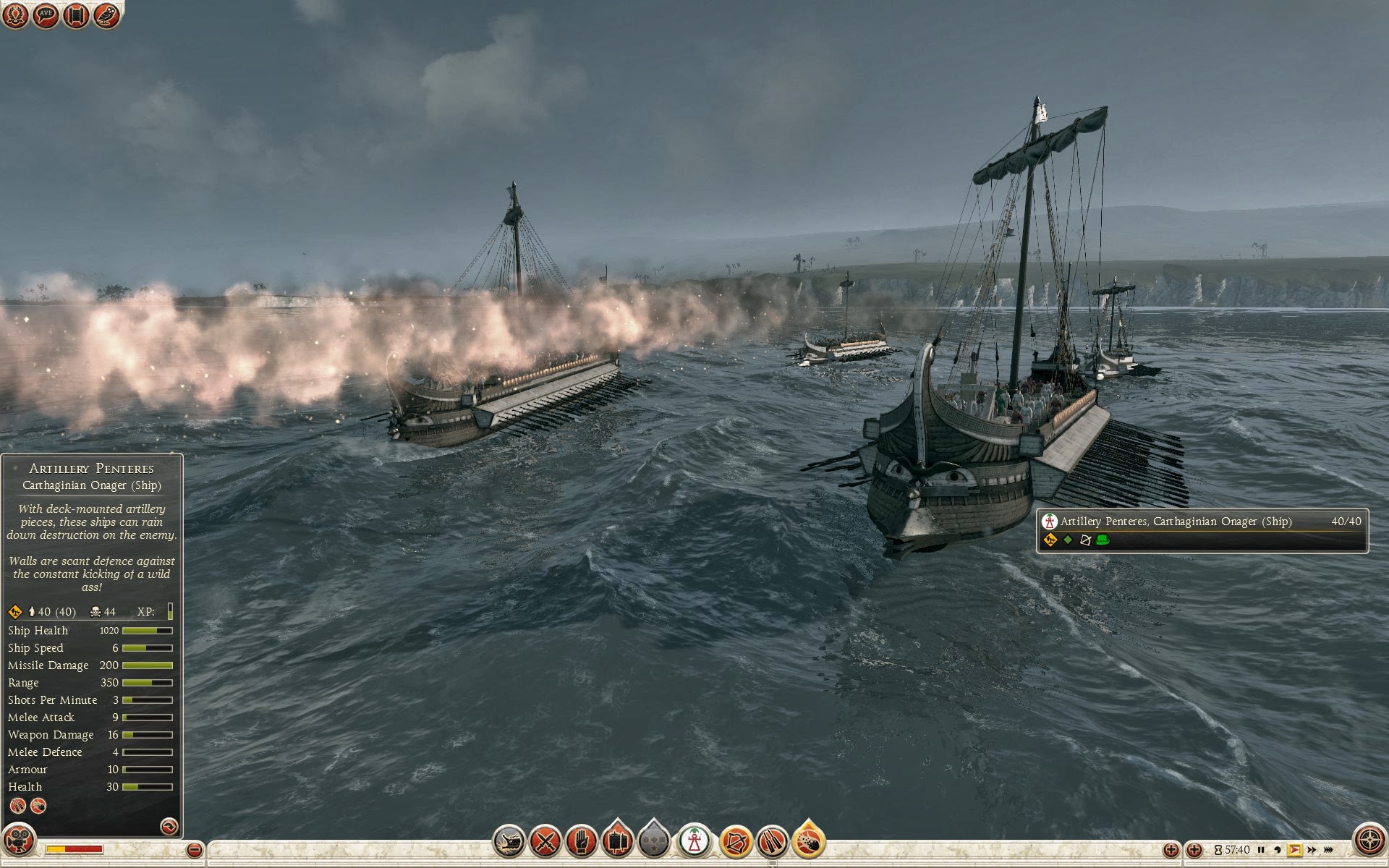 Penteres de artillería - Onagro cartaginés (barco)