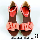 ORiental TRaffic-度假首選-繞踝織帶低跟涼鞋-橘色