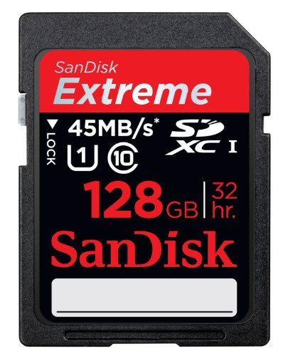 SanDisk Extreme 128 GB SDXC Class 10 UHS-1 Flash Memory Card 45MB/s SDSDX-128G-X46
