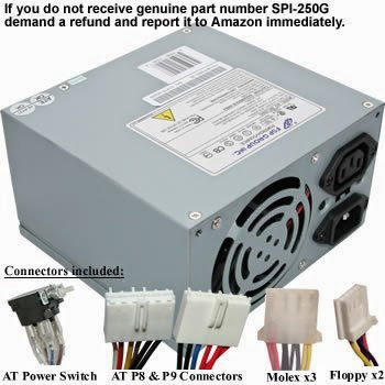 Genuine FSP SPI-250G (NOT A SUBSTITUTE) 250W AT Power Supply for Astec SA201-3438, PSE5-115-CI-001, 73-610-001, 73-610-016, PSE5-115-CI-016, SA201-3439, Deer DR-230C, PowerMan HP-230PP3