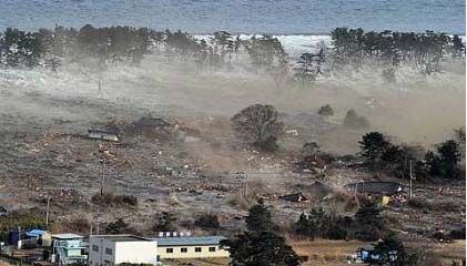 Tsunami Hitting Land