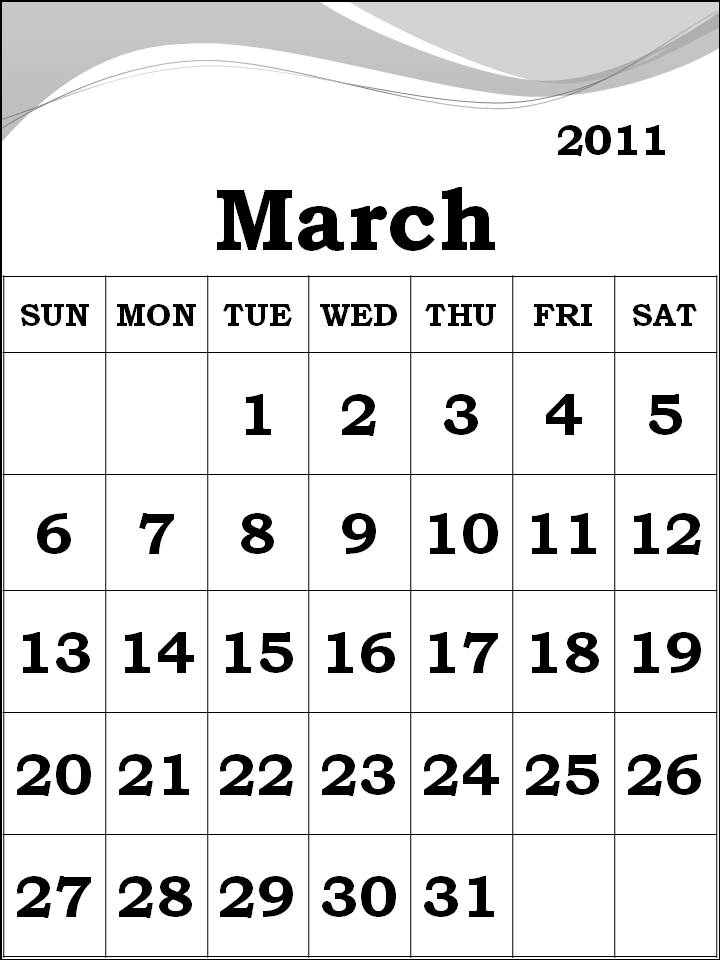 calendar march 2011 template. March 2011 Calendar printable