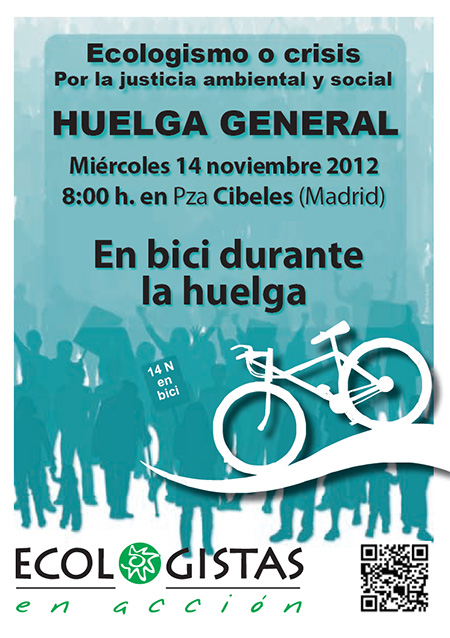 Bicipiquete de Ecologistas en Acción por la huelga general del 14N