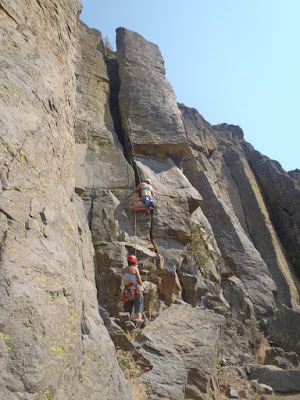 Sara giving Alyssa a belay up Entrance Exam (5.7)