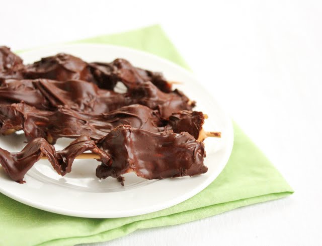 close-up photo of Chocolate Covered Bacon on a plate