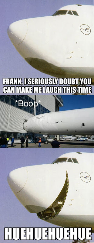 photo of an airplane laughing