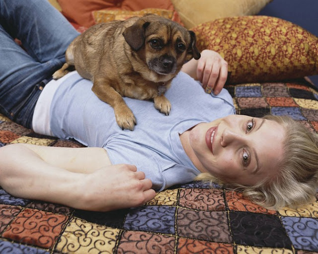 Katee Sackhoff and a dog