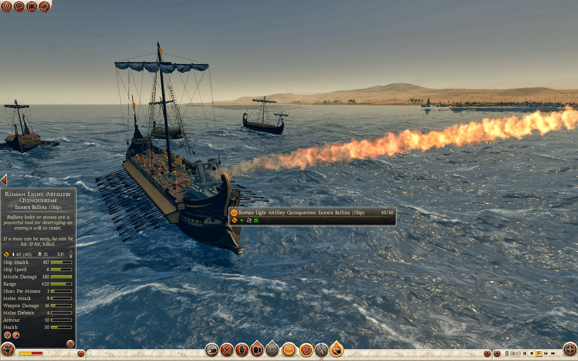 Quinquerreme romano de artilllería ligera - Balista oriental (barco)