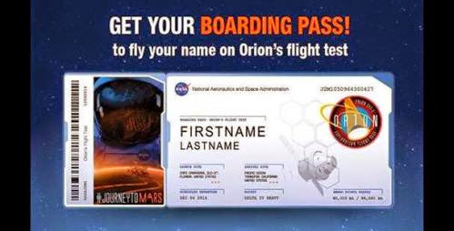 Send Your Name On Orion Flight Test