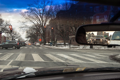 Washington, DC, New York Avenue, downtown, snow, traffic