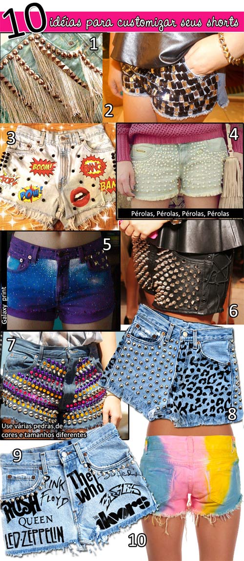 10 ideias para customizar shorts