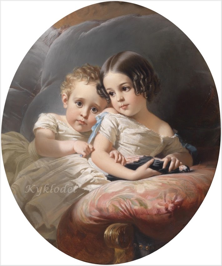 Edouard Louis Dubufe (France, 1820–1883) «Portrait of Two Children»