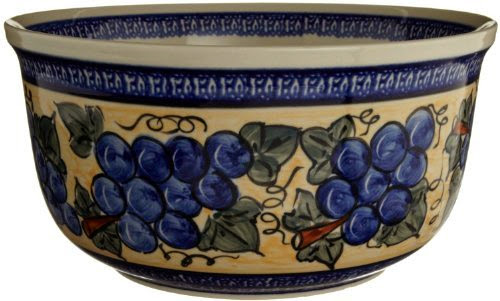  EuroQuest Imports Bunzlauer Kitchen Bowl in Grape Vine Pattern, 4-Quart