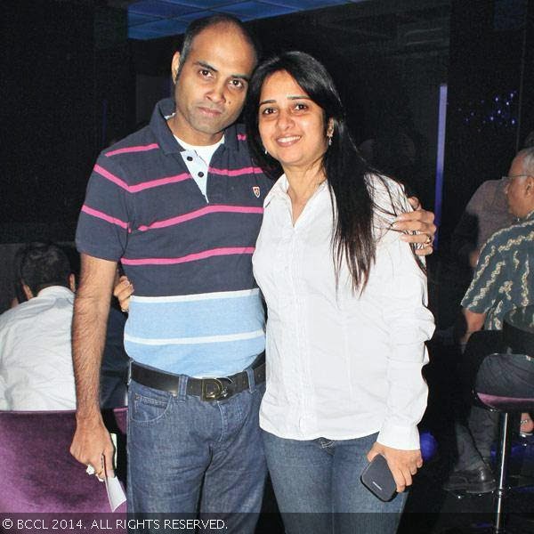 Sudheer and Monisha pose together during a stand-up comedy show by Radhika Vaz, held at Elevate Pub, T. Nagar in Chennai.