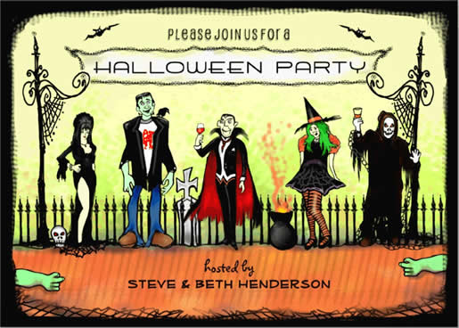Halloween Party Invitation - Halloween Characters