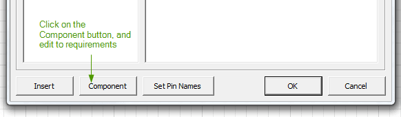 Clicking on the Component Button to select Component