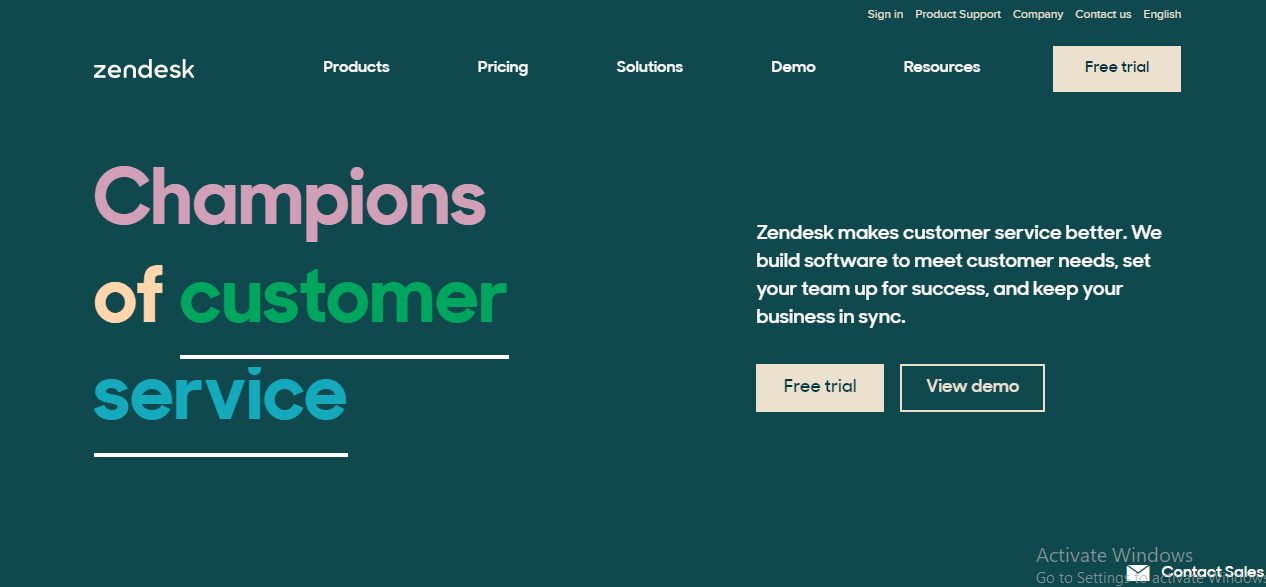 A picture of a fist screen on the zendesk's landing page