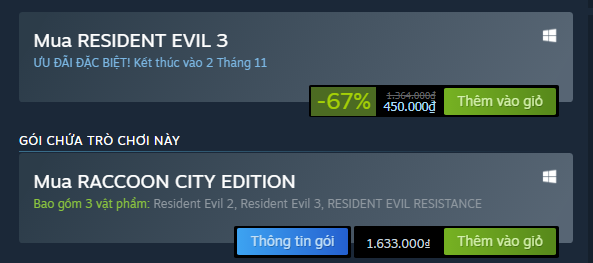 Huyền thoại kinh dị sinh tồn Resident Evil 3 giảm giá siêu SỐC! 4567