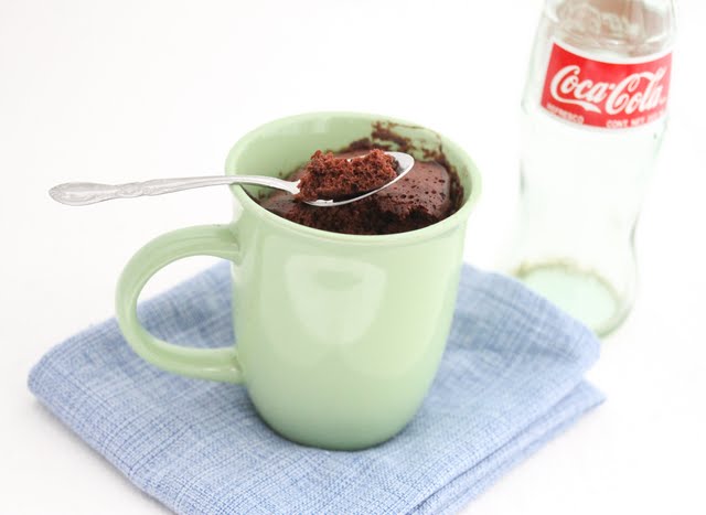 photo of a chocolate mug cake with a spoon