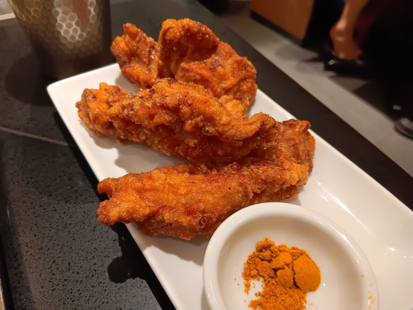 golden brown karaage and curry powder
