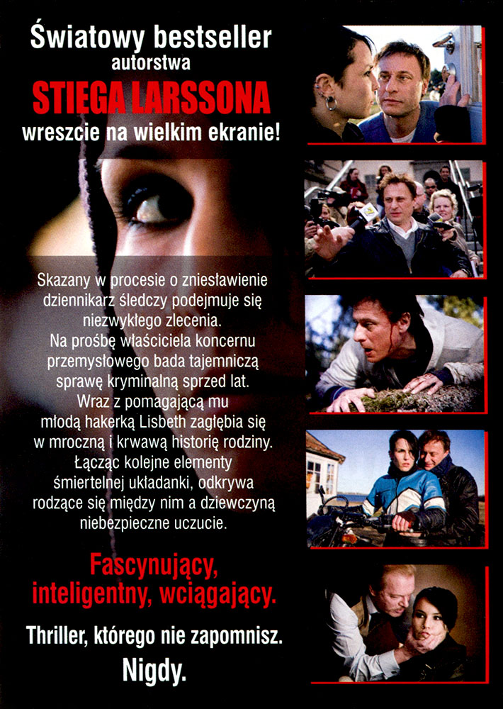 Ulotka filmu 'Millenium: Mężczyźni, Którzy Nienawidzą Kobiet (tył)'