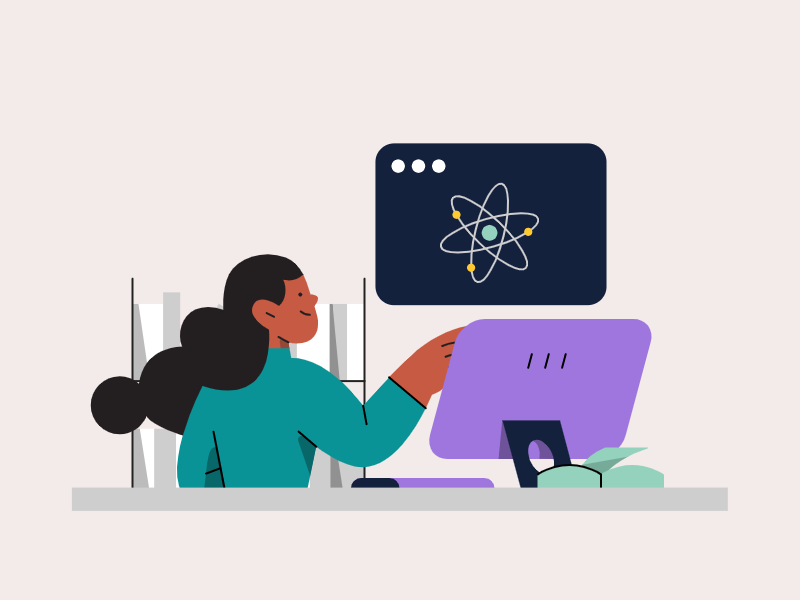 Image showing useful characteristic of UX design. A woman in front of a computer working happily on something. 