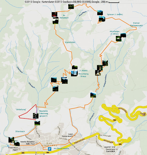 Bad Hindelang Hirschberg Tour strecke Map karte primapage Allgäu