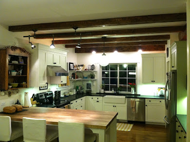 Finished kitchen with soapstone, DIY butcherblock peninsula