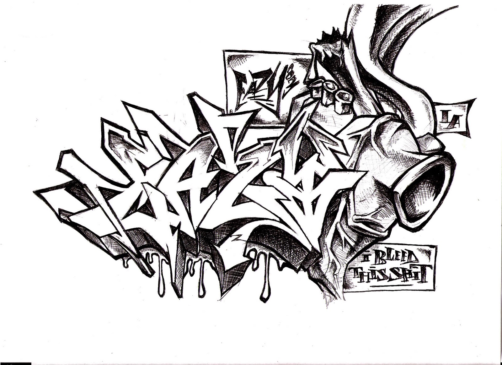 Simple Graffiti Drawing Sketches for Adult