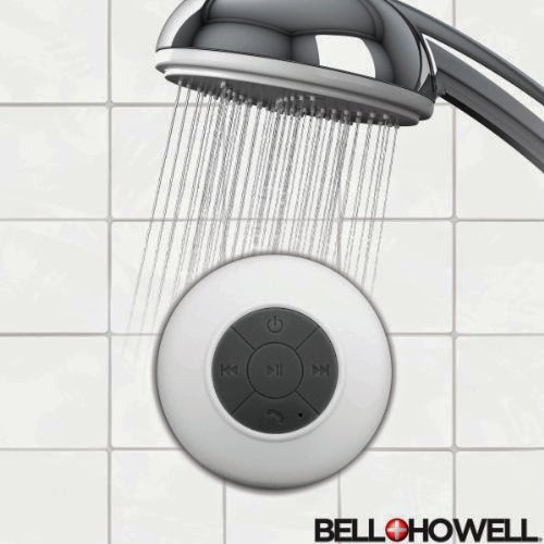  Bell + Howell Waterproof Wireless Bluetooth Shower Speaker  &  Hands-free Speakerphone (White)
