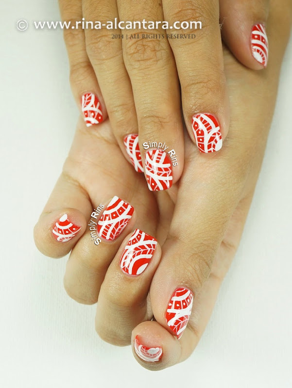 Red Tribal Nail Art by Simply Rins