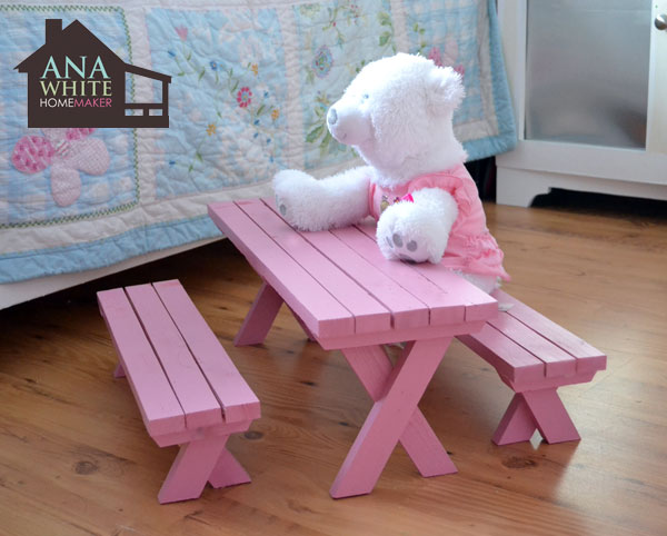 Doll X Picnic Table and Bench Set Ana White