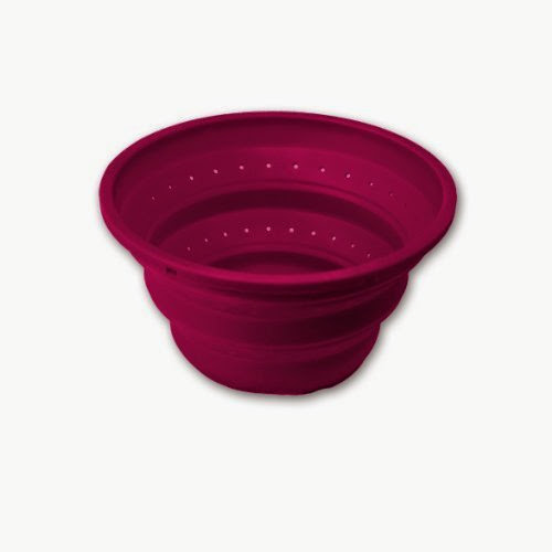  Island Bamboo 8-Inch Collapsible Colander and Steamer, Burgundy
